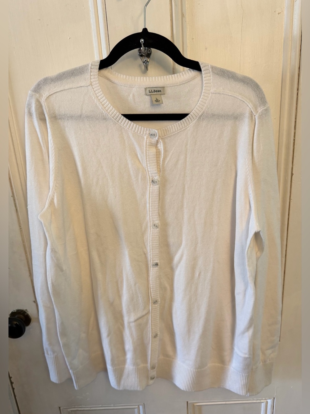 L.L.Bean Cotton Cashmere Cardigan Sweater Women's L White